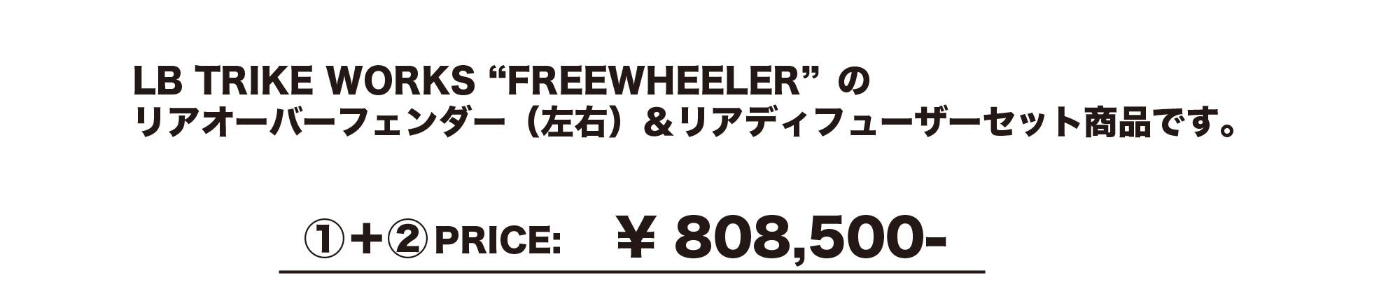 LB TRIKE WORKS "FREEWHEELER" のリアオーバーフェンダー（左右）＆ リアディフューザーセット商品です。
①+② PRICE: ￥808,500